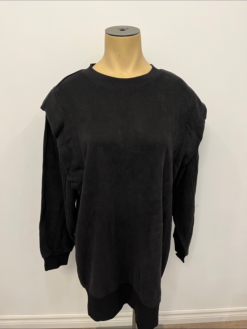 Dynamite Black Shark Fin Crewneck Sweatshirt Dress